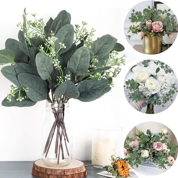 

decorative flowers & wreaths 10pcs/pack artificial eucalyptus leaves branches faux greenery stems plant sprigs party flower floral arrangeme