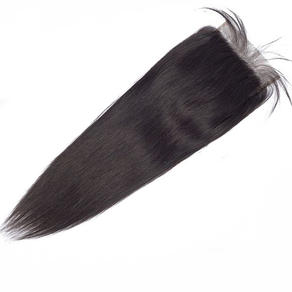 

unprocessed 100% brazilian virgin human hair 4'x4' lace closure peruvian malaysian indian silky straight closures 8-14inches women, Black
