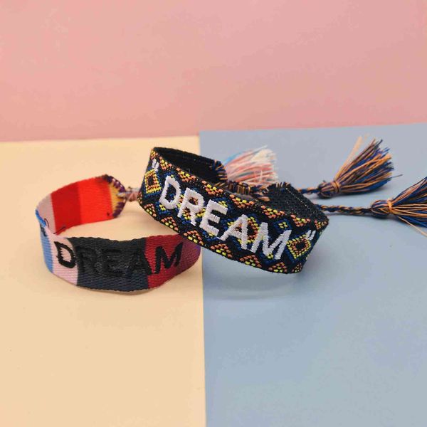 

souvenirs woven bracelet popular jewelry national style simple fashion hand rope tassel letter knitting