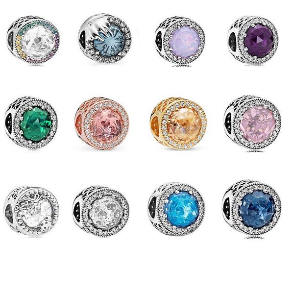 

other 925 sterling silver beads sparkling pave zircon color opal charms fit original bracelet diy jewelry make for women gift
