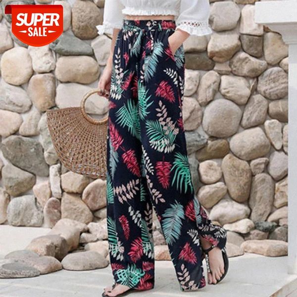 

2020 summer new cotton silk pants thin beachwear loose wide leg pants women seaside vacation long trousers vintage lady clothes #kz73, Black;white