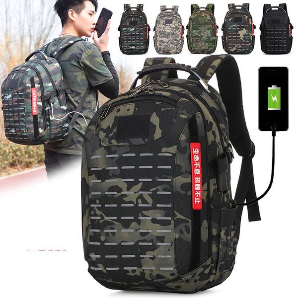 

2021 new camouflage backpack external usb waterproof large capacity field long distance training professional backpack
