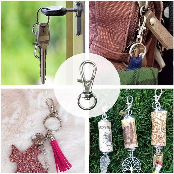 

keychains 50pcs/lot fashion bag clasps lobster swivel keychain trigger clips snap hook keyring holder jewelry accessories, Silver