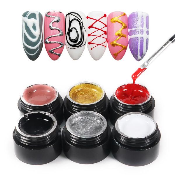 

nail gel polish design painting uv super strong stretch glue art flower drawing metal tslm2, Red;pink