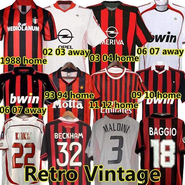 

retro soccer 1990 2000 1962 1963 2007 2002 2003 2004 milan football shirt gullit 1988 96 97 van basten kaka inzaghi beckham, Black;yellow