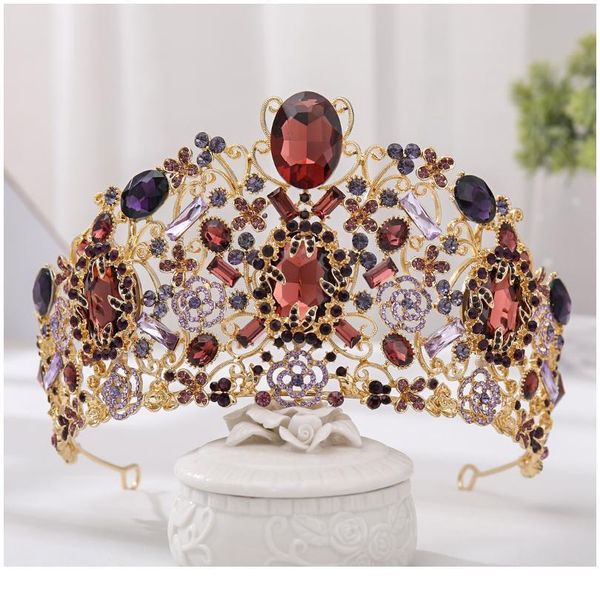 

vintage gold large baroque party crowns tiara crown crystal heart wedding hair accessories princess headband bridal o qylusx, Silver