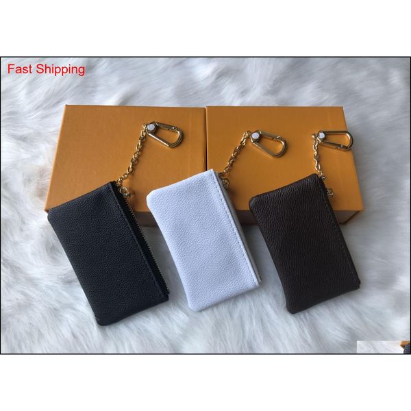 

classic style 4 color key pouch leather holds famous classical designers women key holder coin purse jllxpm yy_dhhome, Silver