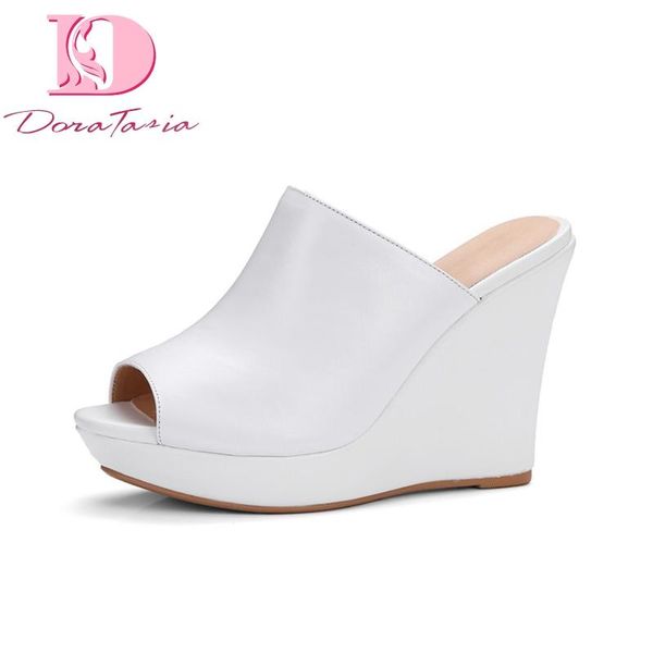 

dress shoes doratasia brand genuine leather wedges platform quality woman casual summer pumps black