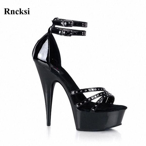 

sandals rncksi classic girl women pole dance straps shoes night club party ultra 15cm high heels platform, Black