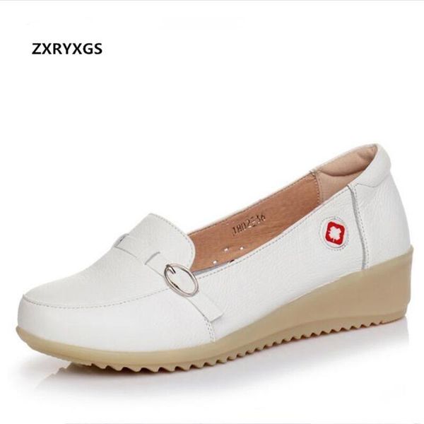

dress shoes sale white nurses genuine leather woman non-slip wedges high heels soft comfortable casual large size, Black