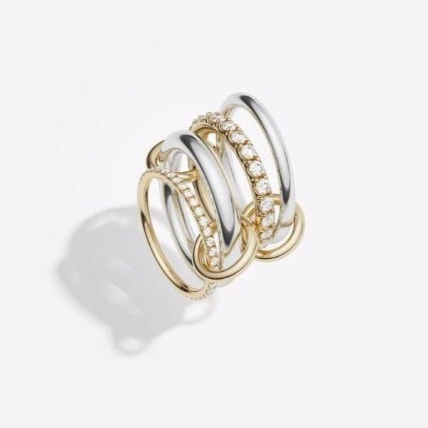 

wedding rings four-in-one ring simple fashion trendy metal gold-plated inlaid gem women's punk cool classic four-layer accessori, Slivery;golden