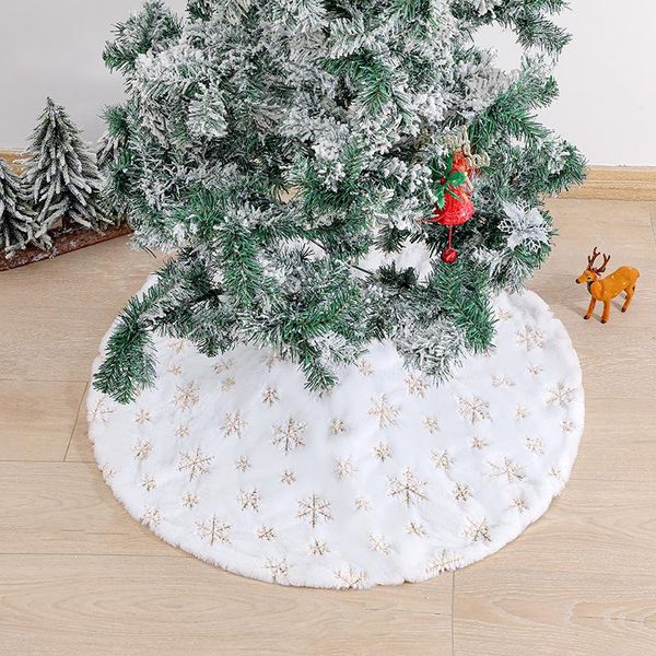 

christmas decorations tree skirt white plush embroidery gold and silver sequined decoration bottom