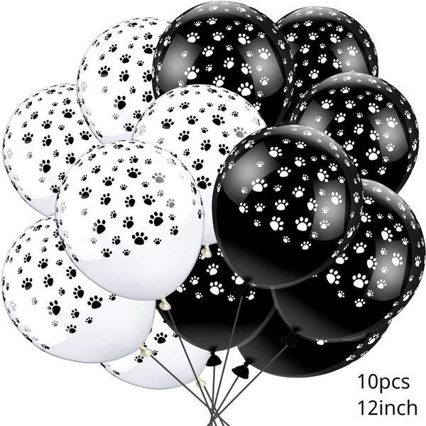 

party decoration 10pcs black dog balloon latex ball bare footprints birthday balloons