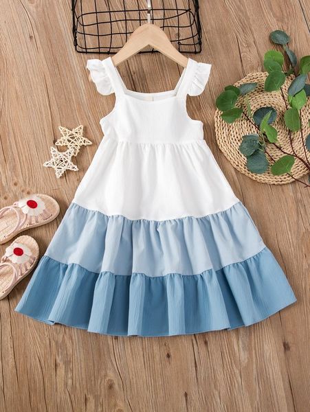 

toddler girls colorblock ruffle trim cami dress she, Red;yellow
