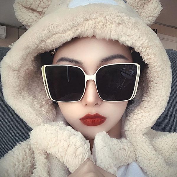 

sunglasses fashion korean sun glasses for women uv400 protection square frame female eyeglasses various color, White;black