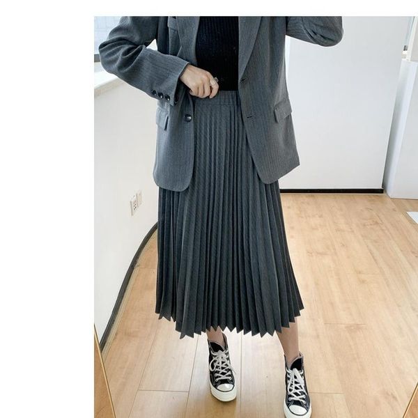 

two piece dress han edition twill autumn suit uniform wind small + pleated, White