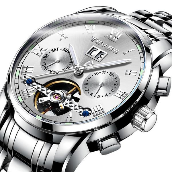 

wristwatches 2021 brand men's watch automatic winding mechanical stainless steel fashion business -q18, Slivery;brown