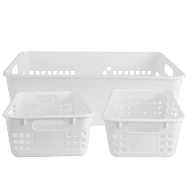 

storage baskets 3pcs household snack deskholder (white)