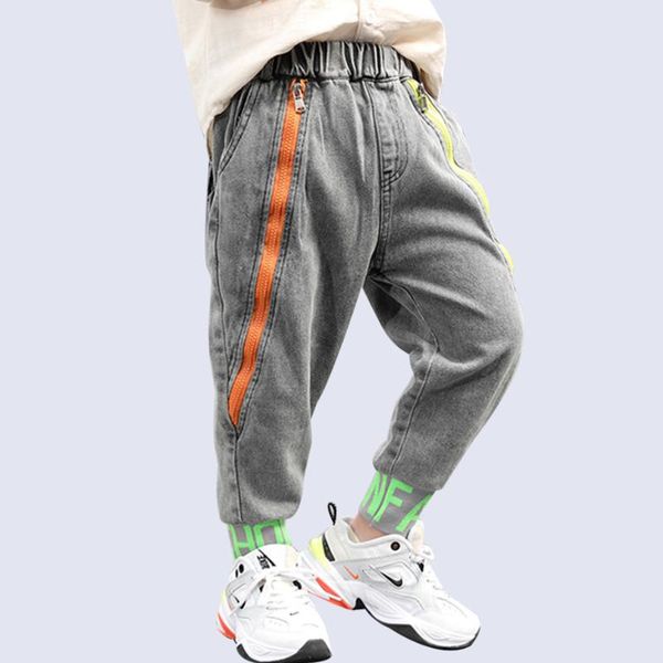 

jeans for boy striped pattern children's patchwork kid's letter clothes, Blue