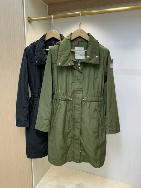 

monclair luxury france women's trench coats jackets designer brand maya new all-match classic can be stored cap long waist jacket, Tan;black