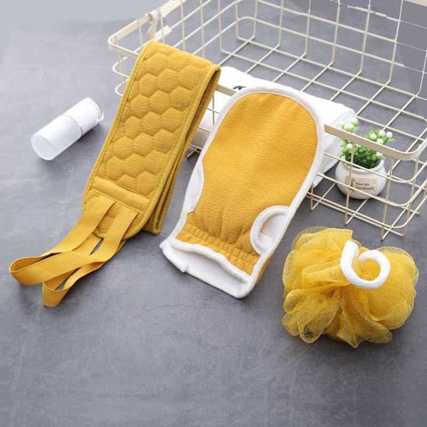 

washcloth three piece bath artifact thickened wash mud decontamination bath ball combination set back strip long washcloth