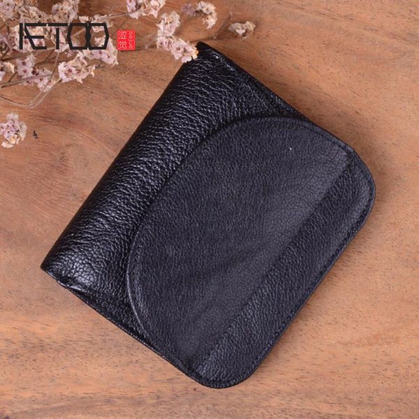 

wallets aetoo men wallet oil wax cowhide genuine leather coin purse clutch hasp open retro short, Red;black