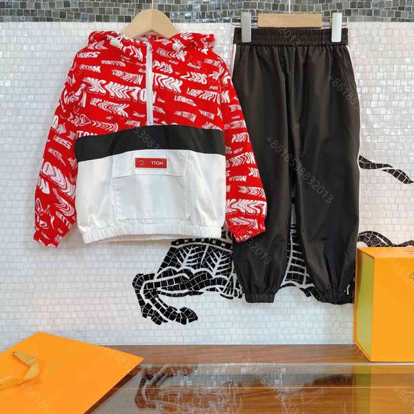

2021 designer kids tracksuit set fashion hoodies pants 2 piece suit winter stitching printed zipper sportswear brand letter logo embroidery, White