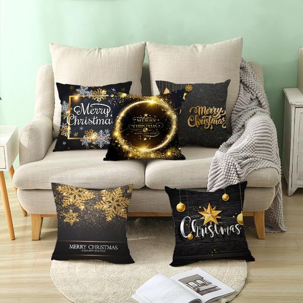 

christmas decorations black gold pillowcase merry decor for home decoration cushion cover pillows sofa pillow case