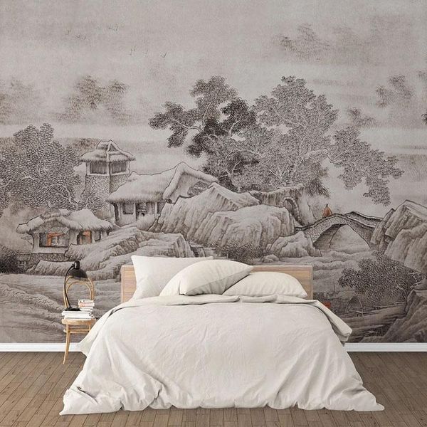 

wallpapers custom po wallpaper chinese style ink painting classical landscape background wall paper 3d mural living room papel de parede