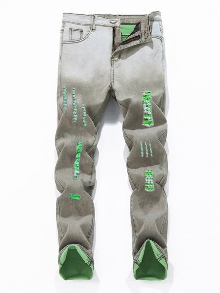 

romwe guys ripped skinny jeans v5az#, Blue