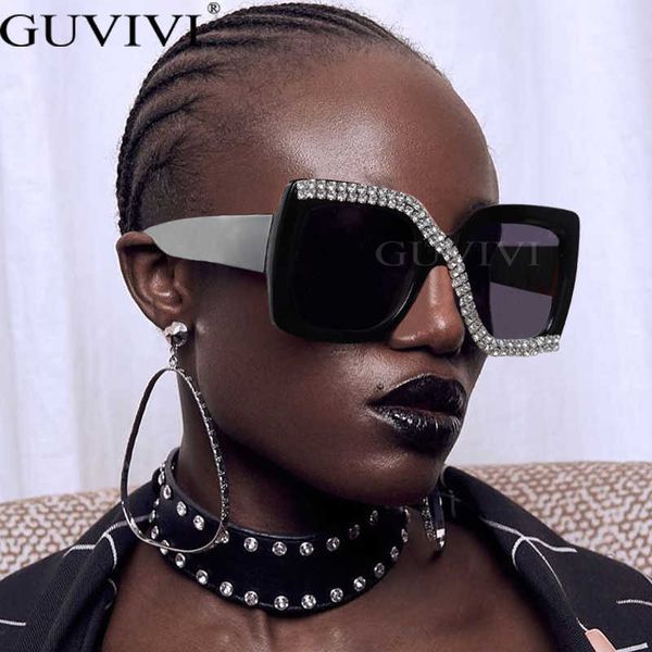 

sun glasses diamond square sunglasses women 2021 luxury vintage oversized unique one piece rhinestone shades gafas de sol, White;black