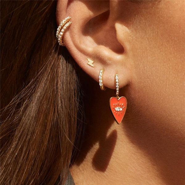 

stud vintage creative exaggerate design omniscient eye earring for women red color earrings jewelry accessories gift, Golden;silver