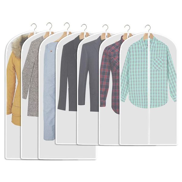 

garment bags suit bags,pack of 7 premium quality peva moth proof clothes covers dustproof clear garment cover breathable full zi
