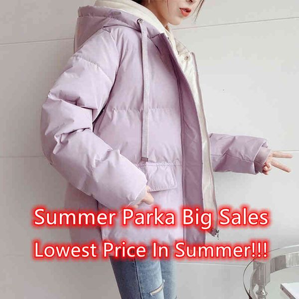 

Women's Wool & Blends Women Candy Colors Winter Hooded Puffer Jacket Female Loose Long Sleeve Coat Harajuku Warm Oversize Parkas Pink W, Black