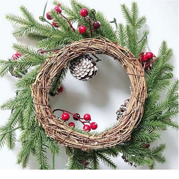 

10/15/20cm white rattan ring artificial flowers garland dried flower frame for christmas home decor diy floral wedding qylbql