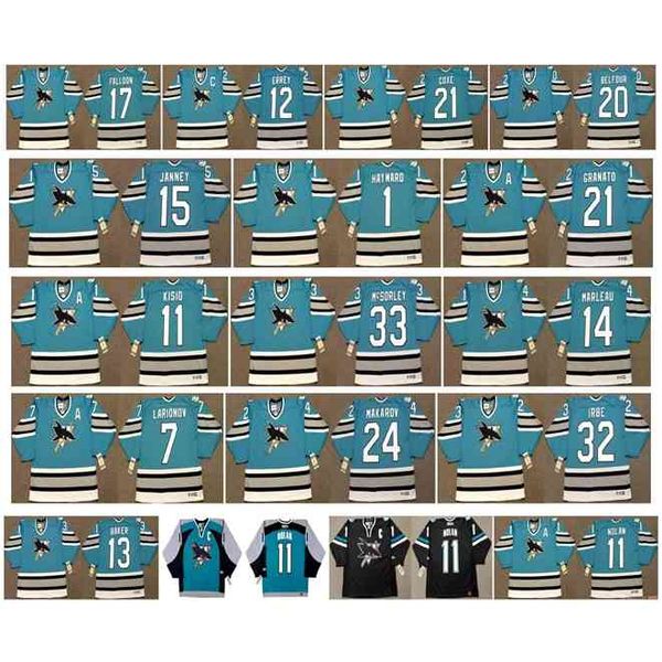 

goodjjob Vintage San Jose Sharks Jersey 32 ARTURS IRBE 1 HAYWARD 21 GRANATO 17 PAT FALLOON 12 BOB ERREY 21 CRAIG COXE 20 BELFOUR 13 BAKER CCM Hockey, Colour 1