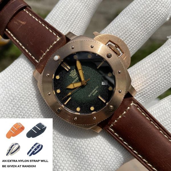 

wristwatches steeldive mens diver watches male bronze diving 500m waterproof automatic mechanical wristwatch sport c3 luminous sapphire nh35, Slivery;brown