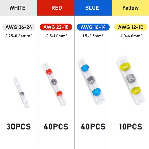 120pcs Set lehim sızdırmazlık tel konektörleri ısı büzülme popo konnektörü su geçirmez ve yalıtımlı elektrik tel terminalleri popo ekleme 323y