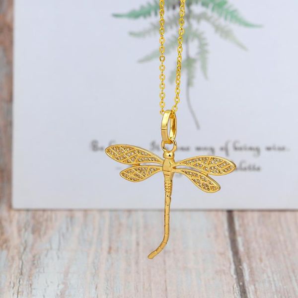 

pendant necklaces wish card gold color insect dragonfly necklace fashion bijoux femme copper chain party collar women jewelry gifts ne27, Silver