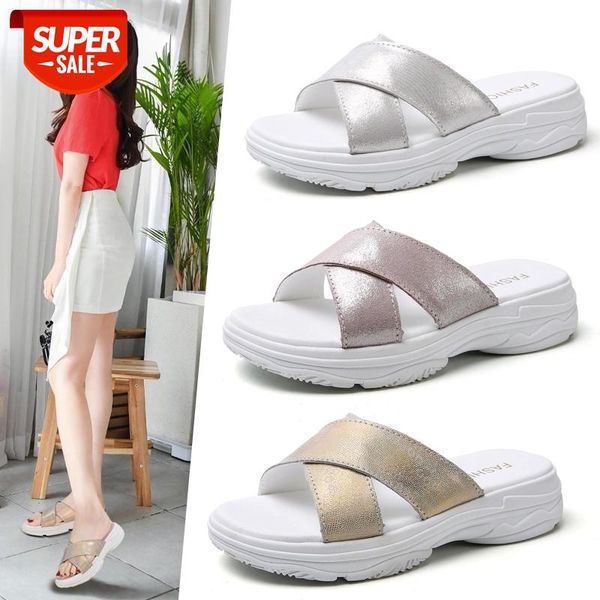 

2020 new summer women flat slippers female shoes woman wedge comfortable muels ladies slip-on sandals women sandalias flip flops #g75u, Black