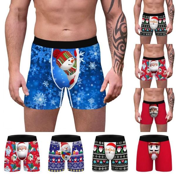

underpants 2022 men christmas underwear casual boxers shorts comfortable panties 3d funny print male boxer, Black;white