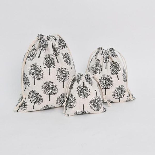 

storage bags 3pcs/set cotton storge bag drawstring home organizer tea candy cosmestic jewelry packagaing gift pouches