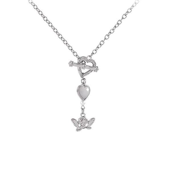 

pendant necklaces 1pc girl angel necklace clavicle bone chain jewelry, Silver