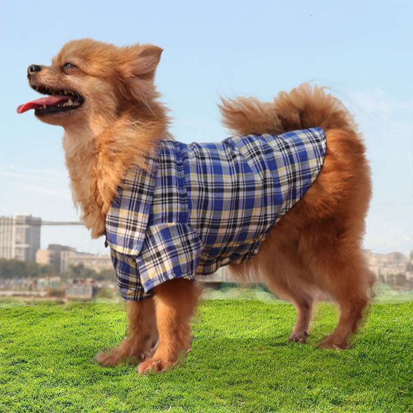 

dog apparel pet clothes spring and summer thin dog plaid shirt small medium cat five color shirt
