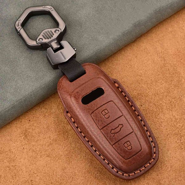 

genuine leather car cover for a6 c8 a7 a8 q8 2018 2019 2020 case protect chain key ring