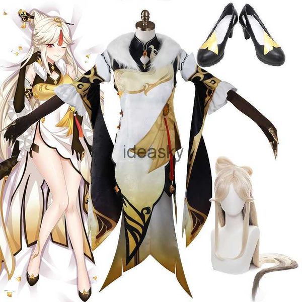 Hot Game Genshin Impact Cosplay Costume Anime Cos NingGuang Sets Sets Halloween Party Ningguang Conjuntos Y0903