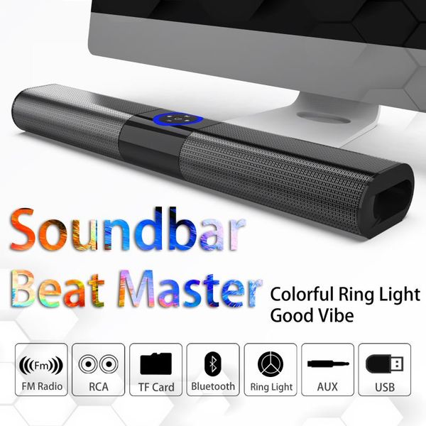 

tv soundbar 5.0 bluetooth speaker portable subwoofer with colorful ring led light fm radio usb aux tf for computer caixa de som