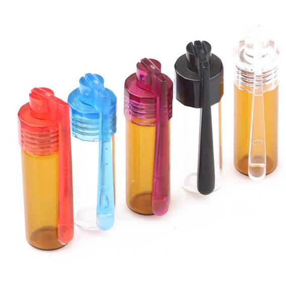 36 MM / 51 MM Fumo Utensili manuali Acrilico Plastica Snuff Bottle Dispenser Bullet Sniff Snorter Rocket Fiala di vetro Pill Case Container Box