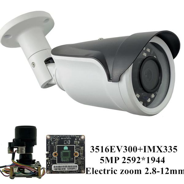 

electric zoom 2.8-12mm 4x ip camera sony imx335+3516ev300 5mp h.265 2592*1944 outdoor ip66 irc onvif cms xmeye rtsp p2p