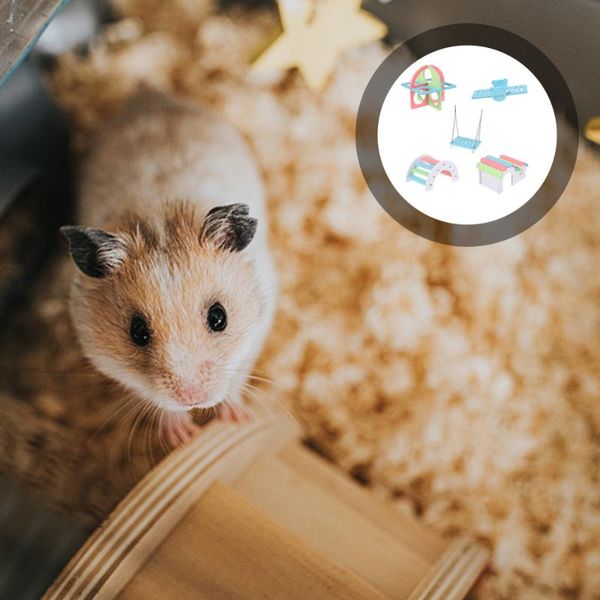 

small animal supplies 5pcs diy hamster toys house rainbow arch bridge seesaw swing